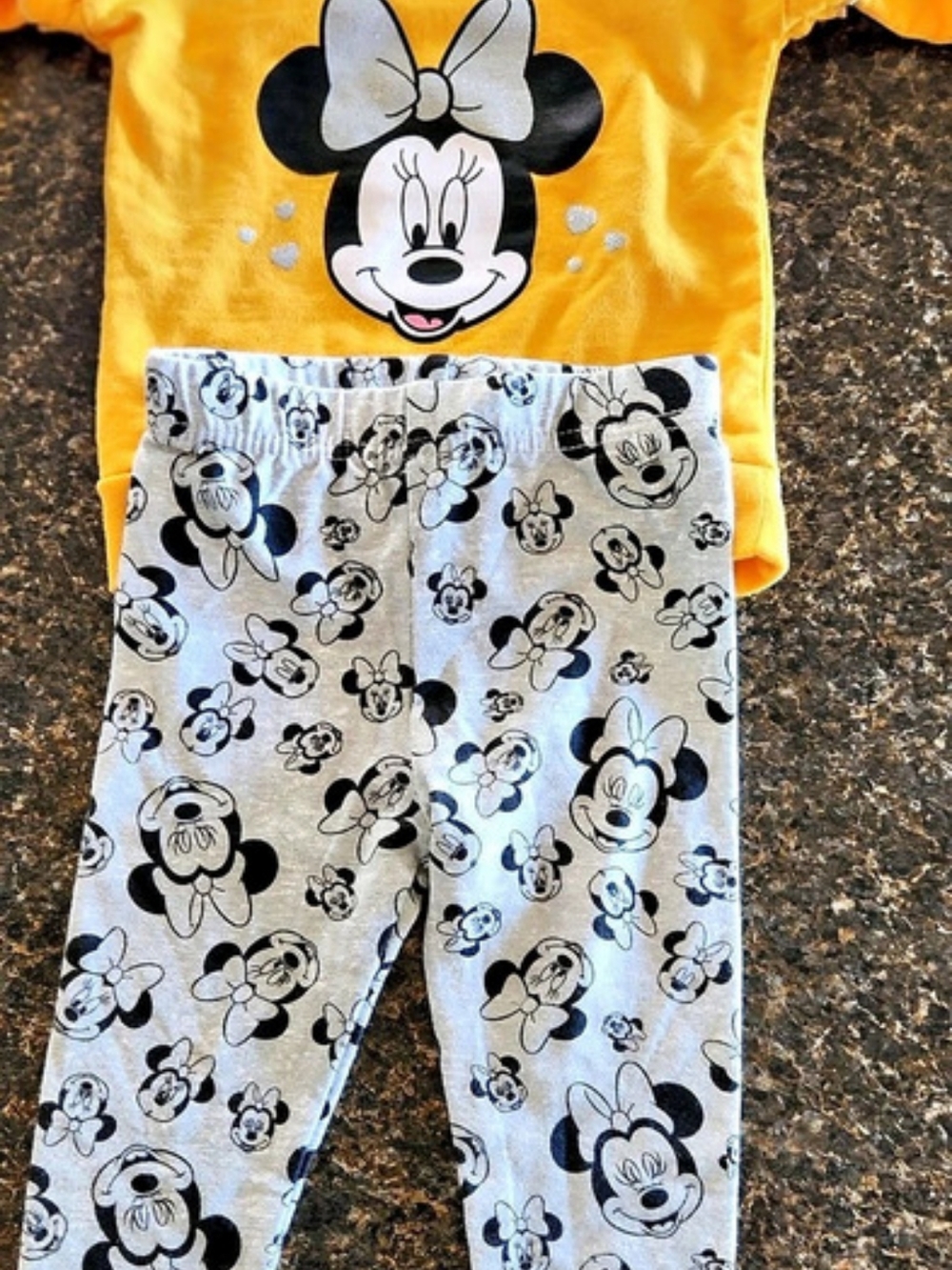 Disney Minnie Mouse Baby 6/9M Matching Set Yellow & Gray